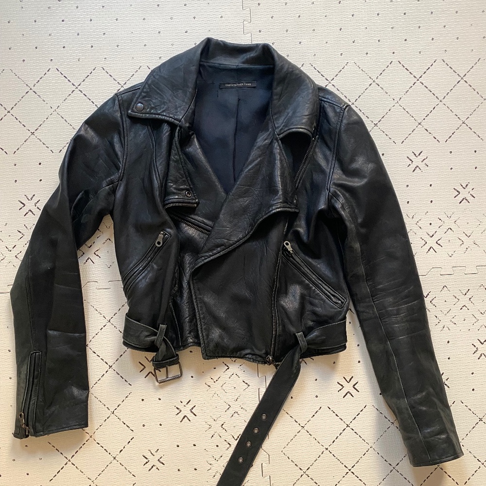 Christopher kane moto leather jacket size 6